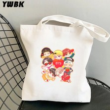 Stil 6 33X37CM 13X14.6IN Kore Kpop Kanvas Tote Çanta Kadınlar Için Harajuku Büyük Kapasiteli Alışveriş Çantası Öğrencileri Okul Plaj Shoper Çantası Bolsa Feminina (Yurt Dışından)