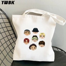 Stil 6 33X37CM 13X14.6IN Kore Kpop Kanvas Tote Çanta Kadınlar Için Harajuku Büyük Kapasiteli Alışveriş Çantası Öğrencileri Okul Plaj Shoper Çantası Bolsa Feminina (Yurt Dışından)