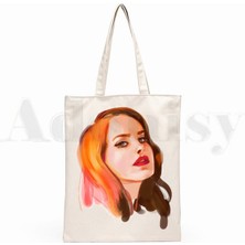 T Lana Del Rey Ulzzang Grafik Elbise Moda Grafik Karikatür Baskı Alışveriş Çantaları Kız Moda Rahat Paket El Çantası (Yurt Dışından)