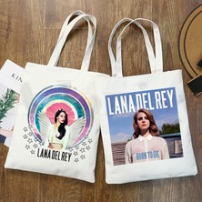 T Lana Del Rey Ulzzang Grafik Elbise Moda Grafik Karikatür Baskı Alışveriş Çantaları Kız Moda Rahat Paket El Çantası (Yurt Dışından)