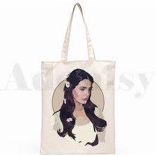 T Lana Del Rey Ulzzang Grafik Elbise Moda Grafik Karikatür Baskı Alışveriş Çantaları Kız Moda Rahat Paket El Çantası (Yurt Dışından)