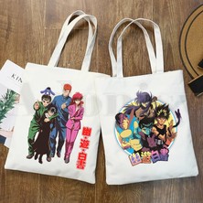 F Yu Yu Hakusho Omuz Çantası Tote Eco Yusuke Urameshi Kurama Alışveriş Çantası Kanvas Anime Manga Tote Çanta Rahat Çanta Günlük Kullanım (Yurt Dışından)