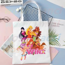 E Winx Kelebek Peri Baskı Kanvas Omuz Çantası Kadın Çanta Eko Yeniden Kullanılabilir Alışveriş Çantası Vintage Moda Ulzzang Çanta (Yurt Dışından)