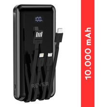 Rever 10.000 Mah Powerbank Dahili Çoklu Kablolu Type-C/light/micro Girişli