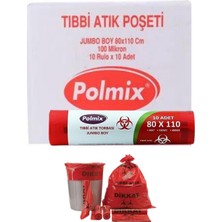 Polmix Tıbbi Atık 80X110 cm Jumbo Çöp Poşeti 10 Rulo