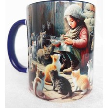 Mugs And Love Kedilerin Kraliçesi Vintage Baskı Büyük Boy Kupa