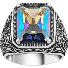 Gevherans Kalem Işlemeli Mistiktopaz Taşlı Gümüş Yüzük 240052033G18Y