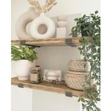 Yggdrasil Home Decor Dekoratif  Doğal Ahşap 2'li   Takım 65x14x4xcm  L Demir Ayaklı Raf