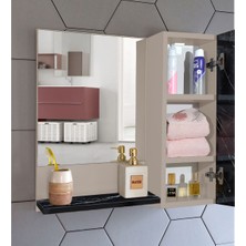 Nurcelant Aynalı Raflı Banyo Dolabı 60 cm Mdf Bej Siyah