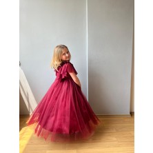 Taha Kids Güllü Prenses Kız Çocuk Abiye Bordo