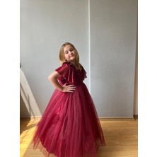 Taha Kids Güllü Prenses Kız Çocuk Abiye Bordo