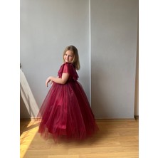 Taha Kids Güllü Prenses Kız Çocuk Abiye Bordo