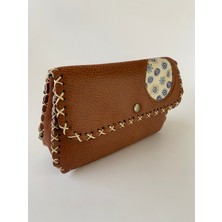 Etnik El Çantası Nazar Boncuğu Desenli Taba 17*12