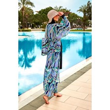 Marina Desenli Lila Kimono Kaftan P2406