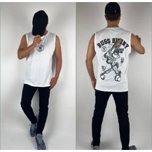 Amor Man Özel Tasarım Bugs Bunny Ny Sırt Baskılı Slim Fit Pamuk Kolsuz Erkek T-Shırt