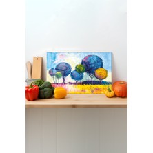 Rosyvien Sanatsal Ağaçlar Kesme Tahtası, Silikon Ayaklı, Sunum Kesim Doğrama Tablası, Temperli ve Rodajlı