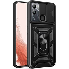 Infinix Hot 20I Kılıf Manyetik Standlı Kamera Korumalı Yüzüklü Zırh Tank Kılıf Koruyucu Kapak