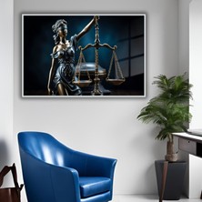 Gaagart Metal Çerçeveli Yatay Cam Avukat Büro Tablosu Adalet Terazisi Kadın