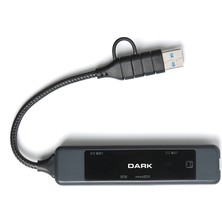 Dark Usb-C&a To 5 Port USB 2.0&3.0 MB Ethernet Hub (DK-AC-USB350L)