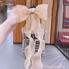 Cinderella Alice Uzun Tül Fiyonk Toka Krem Renk - Yeni Sezon Kadın Fiyonklu Toka