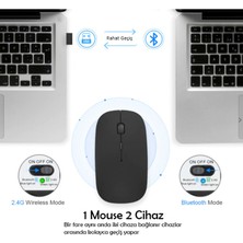 Alfalink Bluetooth & Wireless Şarjlı Sessiz Tuşlu Kablosuz Mouse Siyah