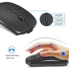 Alfalink Bluetooth & Wireless Şarjlı Sessiz Tuşlu Kablosuz Mouse Siyah