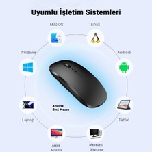 Alfalink Bluetooth & Wireless Şarjlı Sessiz Tuşlu Kablosuz Mouse Siyah