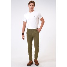 Back And Bond Yeşil Slim Fit Pamuklu Armürlü Chino Pantolon