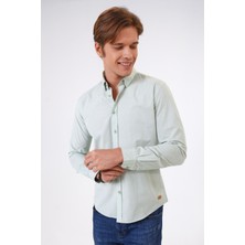Back And Bond Yeşil Slim Fit %100 Pamuk Gömlek