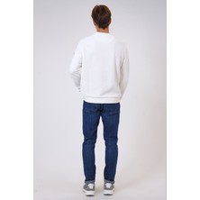 Back And Bond Beyaz Regular Fit Pamuklu Yumuşak Dokulu Bisiklet Yaka Sweatshirt