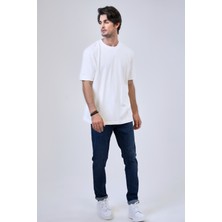 Back And Bond Beyaz Relaxed Fit %100 Pamuk Kısa Kollu Bisiklet Yaka Sweatshirt