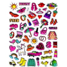 Limmy Sticker Kabartmalı Stiker Defter Planlayıcı Etiket (LDD012)-24X19CM - Kız Makyaj Unicorn