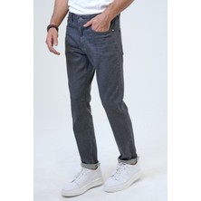 Back And Bond Koyu Gri Slim Fit 5 Cepli Pamuklu Denim Pantolon