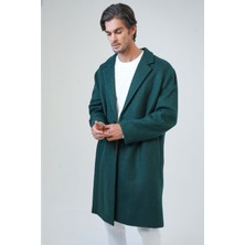 Back And Bond Koyu Yeşil Oversize Fit Yünlü Mono Yaka Kaşe Kaban