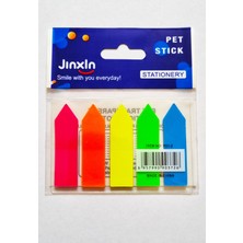 Modellino 5 Renk Film Index Pet Stick Seperatör Ayraç 100 Sayfa Ok Tipi Yapışkanlı Kitap Ayracı 5X20