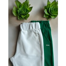 Dgk Collection Yüksek Baskılı 2 Li Kız -  Erkek Eşofman Altı Ekru Yeşil