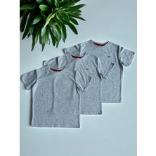 Dgl Collection Cotton Gri Süprem Erkek Çocuk 3 Lü Basic T-Shirt
