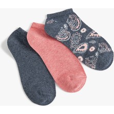 Koton 3'lü Patik Çorap Seti Çok Renkli Desenli