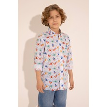 U.S. Polo Assn. Erkek Çocuk Beyaz Gömlek Desenli 50288716-VR013