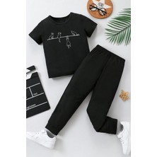 Only Trendwear Çocuk Yaramaz Kedi Baskılı Alt - Üst Eşofman Takımı