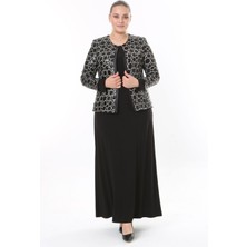 Ladies First Büyük Beden 3911 Siyah Ceket+Elbise Takım