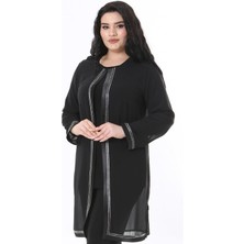 Ladies First Büyük Beden 3881 Siyah Ceket+Bluz Ikili Takım