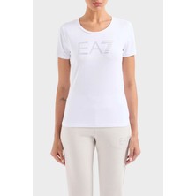 EA7 Pamuklu Regular Fit Bisiklet Yaka T Shirt Bayan T Shirt 3DTT21 Tjfkz 1100