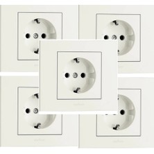 Ovivo Grano Beyaz Topraklı Priz Çerçeveli 5 Adet