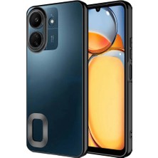 Caseworld Xiaomi Poco C65 Kapak Yanları Renkli Lens Korumalı Logo Gösteren Şeffaf Luxury Silikon Kılıf - Siyah