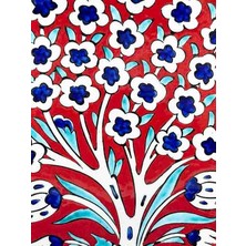 Çini Evi Kırmızı Zemin Hayat Ağacı Iznik Çini Tabak