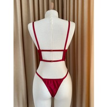 Bouquet Lingerie Kırmızı Zincir Detaylı Bralet Takımı