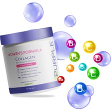 Purple Supplements Purple Women's Formula Kolajen Eşsiz Doğal Formülü ile 13 Vitamin Ve 8 Mineral içeren Saf Hidrolize Toz Kolajen 450g 30 Gün Kullanım Organik Gıda Takviyesi