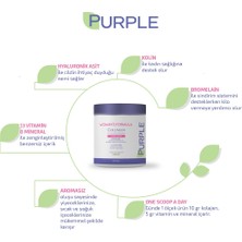 Purple Supplements Purple Women's Formula Kolajen Eşsiz Doğal Formülü ile 13 Vitamin Ve 8 Mineral içeren Saf Hidrolize Toz Kolajen 450g 30 Gün Kullanım Organik Gıda Takviyesi