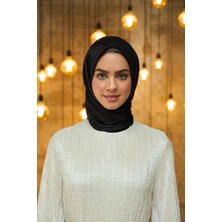 İpekhan Düz Desen Vual Eşarp Siyah Vual Ipek Eşarp -  10100-34